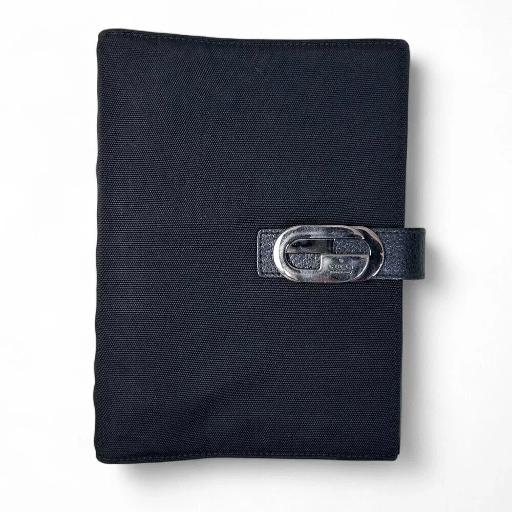 GUCCI Black Nylon Agenda Notebook Cover Unisex